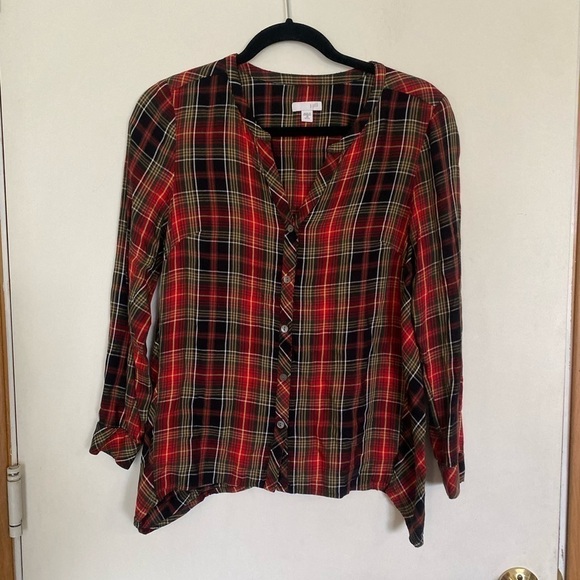 J. Jill xs plaid button down ladies top - Picture 1 of 4